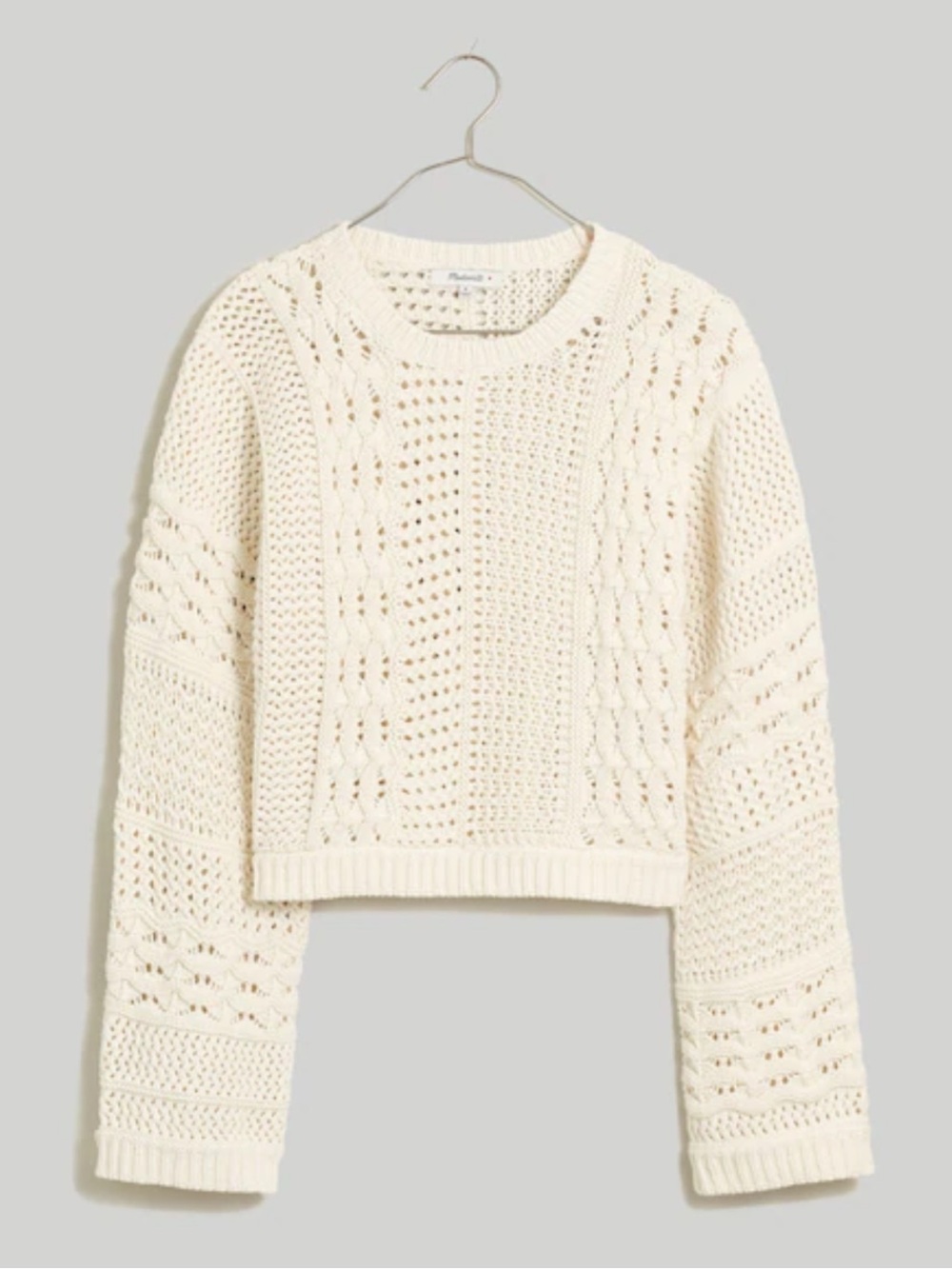 Madewell Crochet-Knit Crop Sweater - Cream
